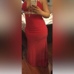 Red Prom Dress with Embellished Details